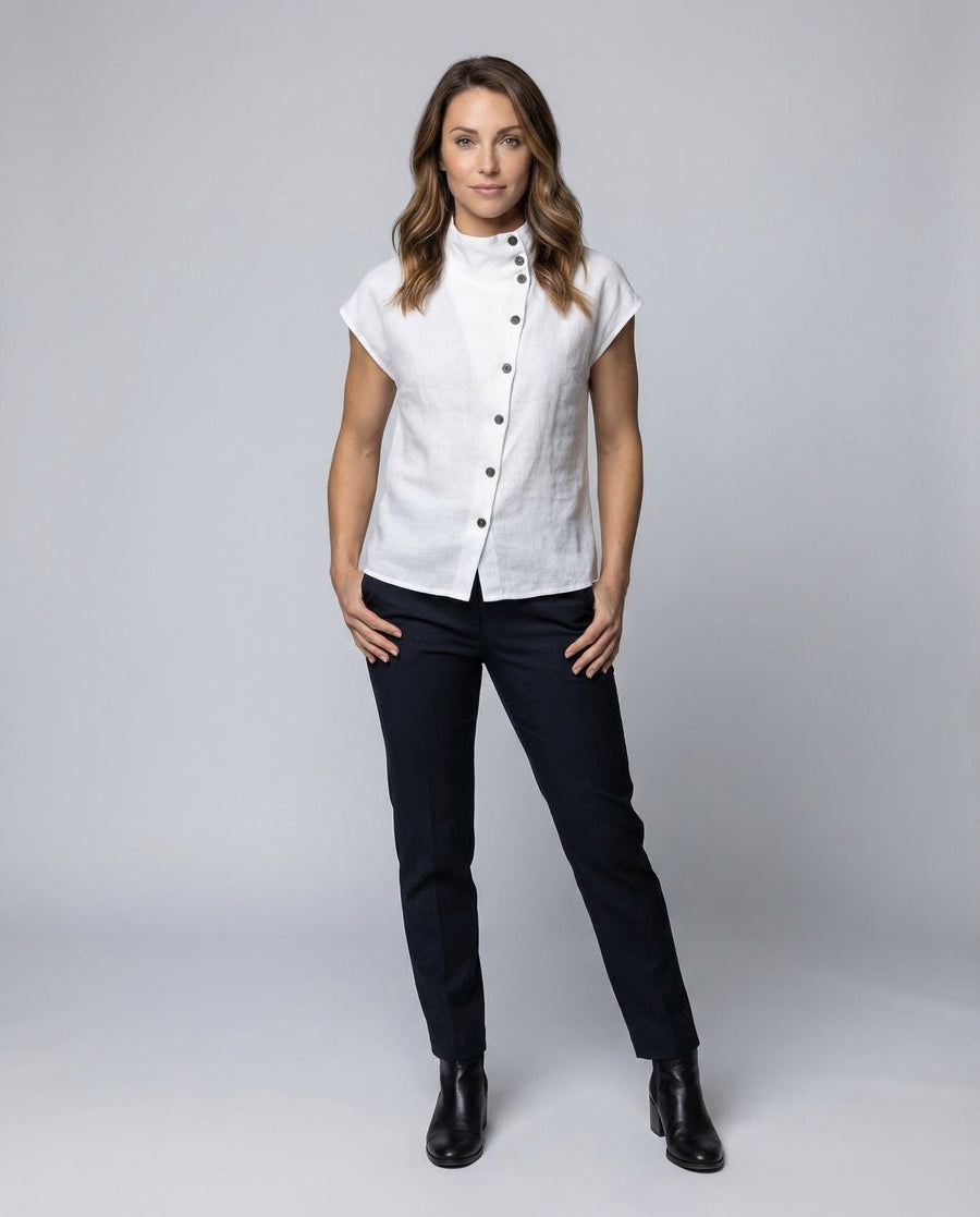 Mara Linen Blouse with Button Front