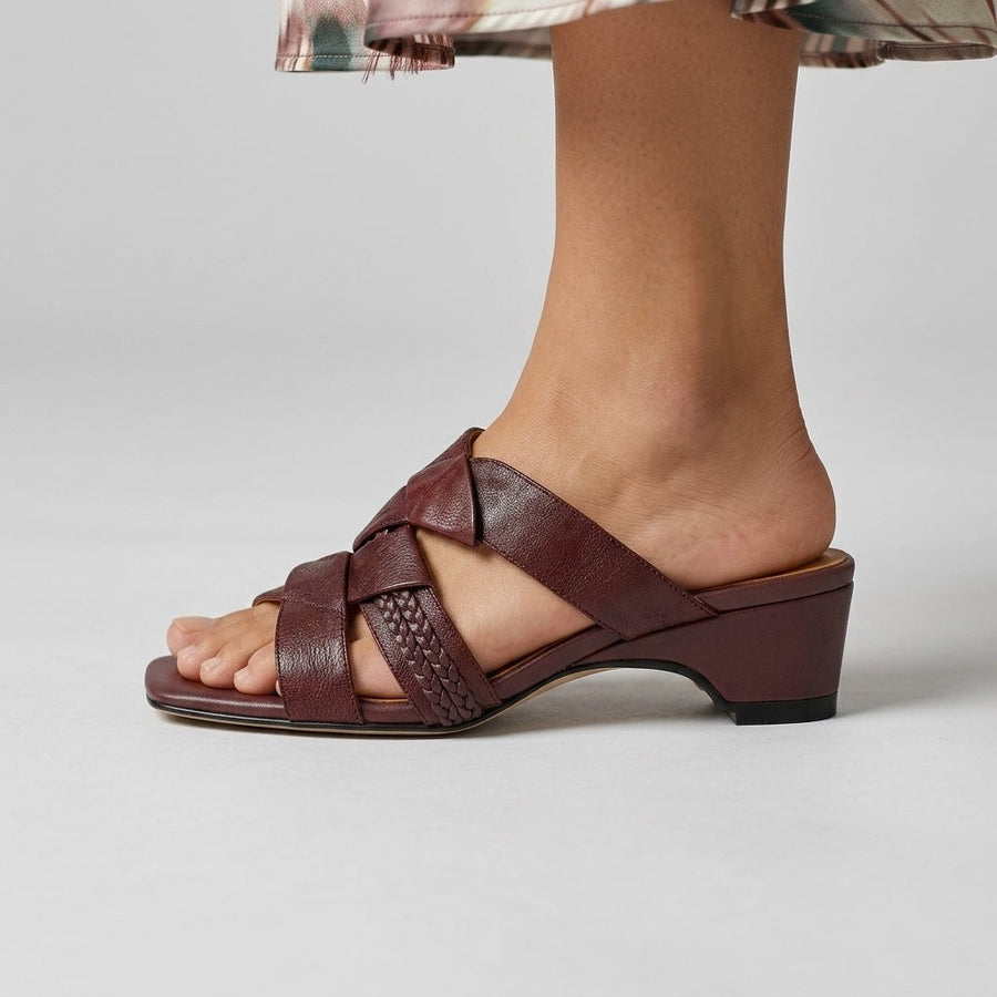 Mara Strappy Block Sandal in Cabernet