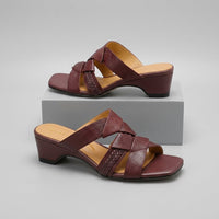 Mara Strappy Block Sandal in Cabernet