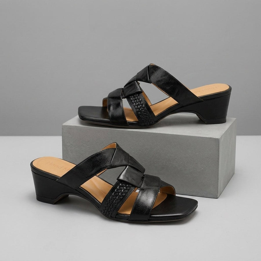 Mara Strappy Block Sandal in Charcoal