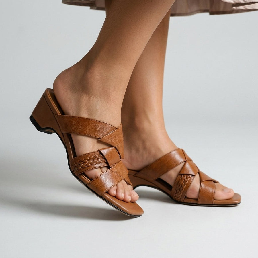 Mara Strappy Block Sandal in Sienna Brown