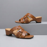 Mara Strappy Block Sandal in Sienna Brown