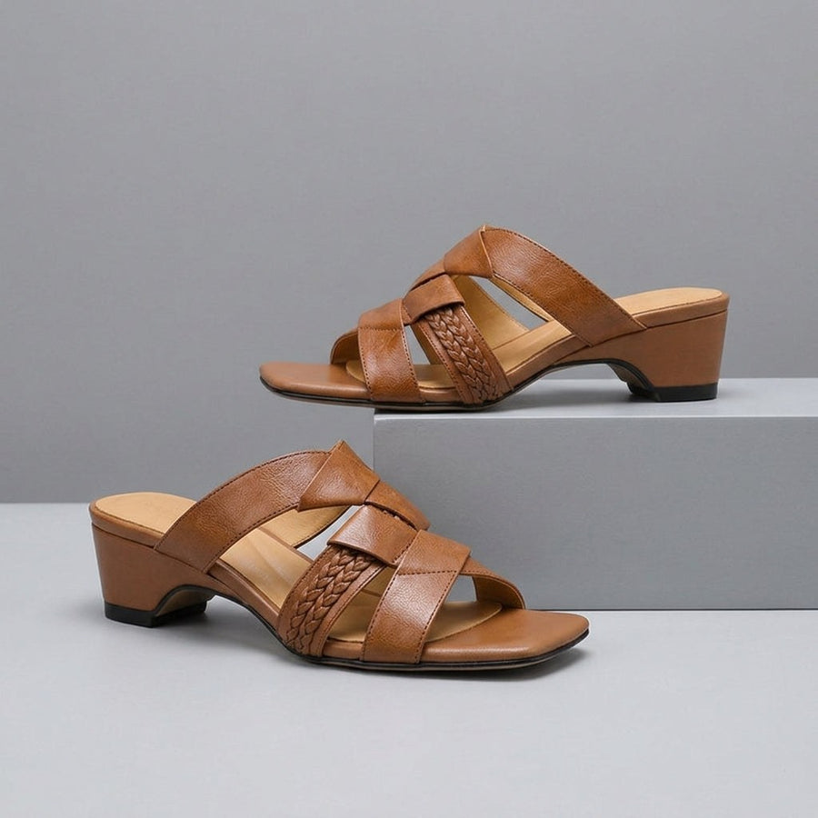 Mara Strappy Block Sandal in Sienna Brown