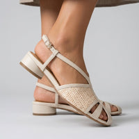 Mara Woven Slingback Sandal in Pearl