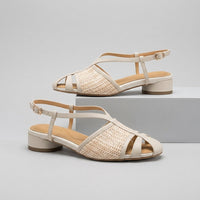 Mara Woven Slingback Sandal in Pearl
