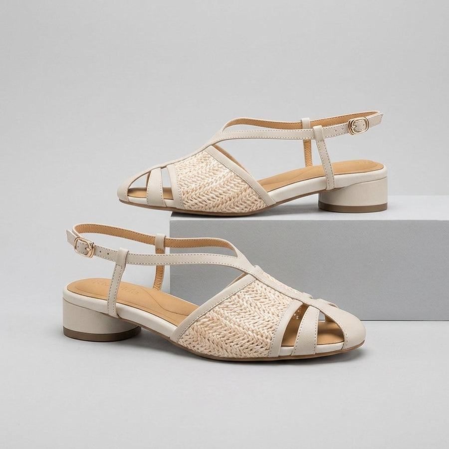 Mara Woven Slingback Sandal in Pearl