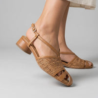 Mara Woven Slingback Sandal in Sienna Brown