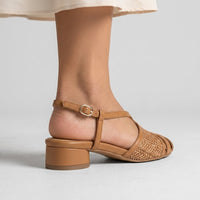 Mara Woven Slingback Sandal in Sienna Brown