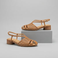 Mara Woven Slingback Sandal in Sienna Brown