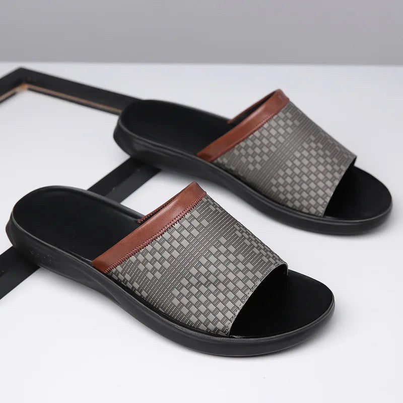 Marbella Leather Sandal in Charcoal