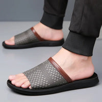 Marbella Leather Sandal in Charcoal