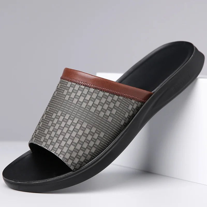 Marbella Leather Sandal in Charcoal