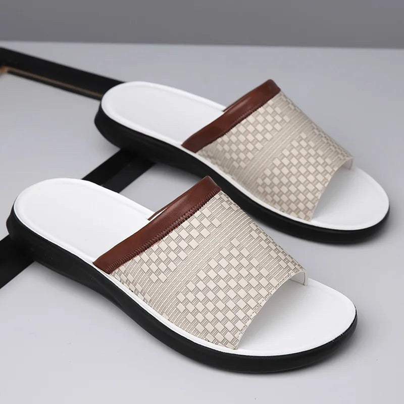 Marbella Leather Sandal in Pearl