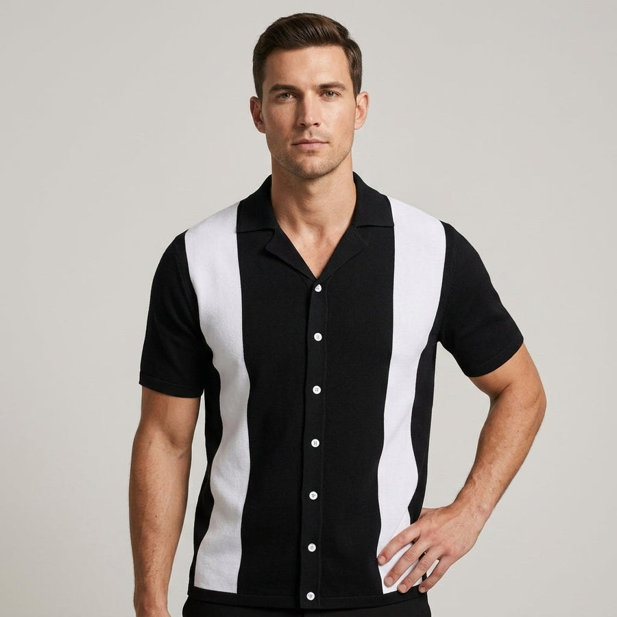 Marco Colorblock Camp Shirt in Charcoal