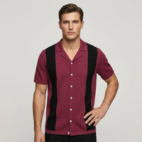 Marco Colorblock Camp Shirt in Maroon