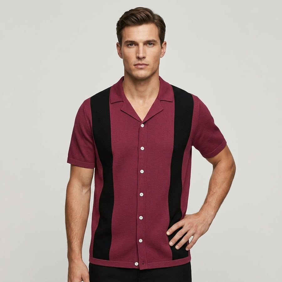 Marco Colorblock Camp Shirt in Maroon