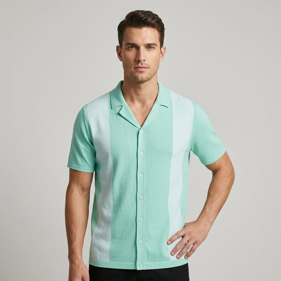 Marco Colorblock Camp Shirt in Pastel Green