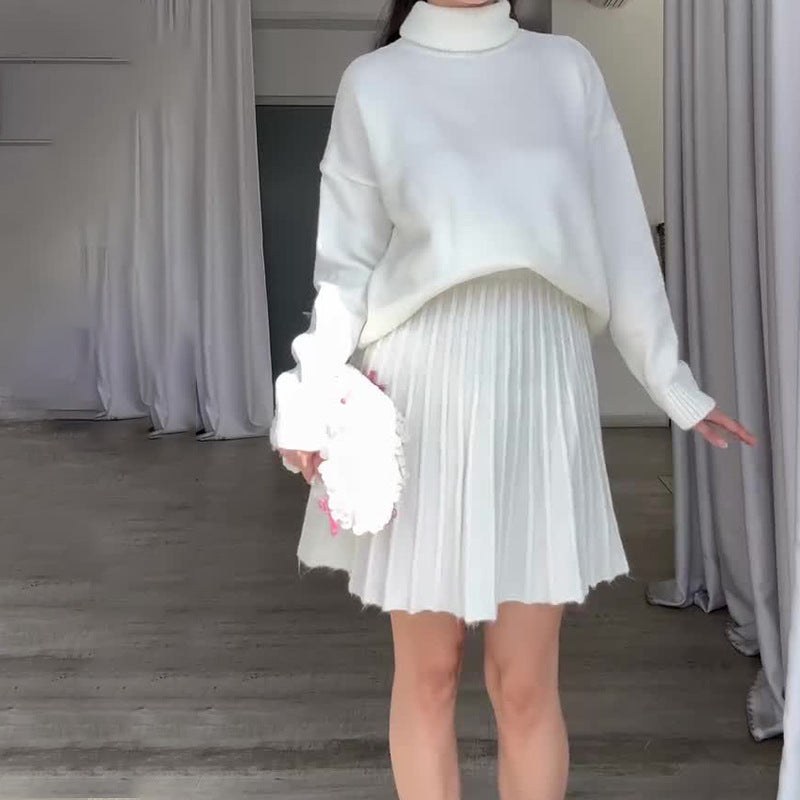 Maren Elegant Knit Skirt in White