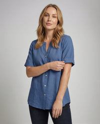 Maren Linen Blouse with V-Neck
