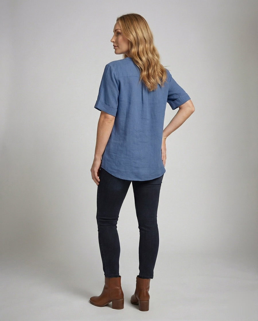 Maren Linen Blouse with V-Neck