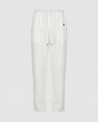 Maren Linen Trousers with Elastic Waist in White