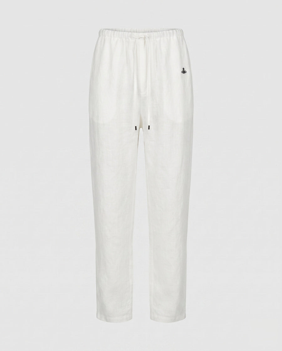 Maren Linen Trousers with Elastic Waist in White