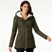 Maren Warm Jacket with Hood in Green