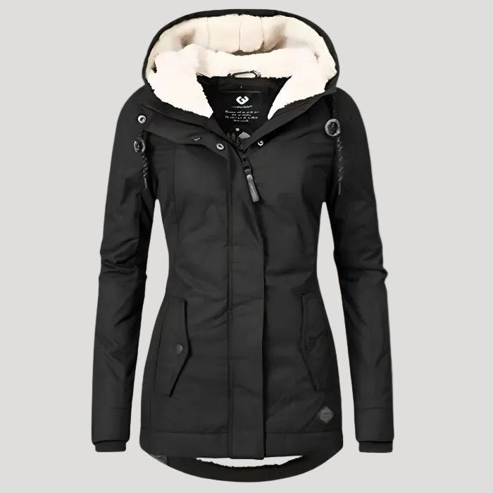 Maren Warm Jacket with Hood in Grey