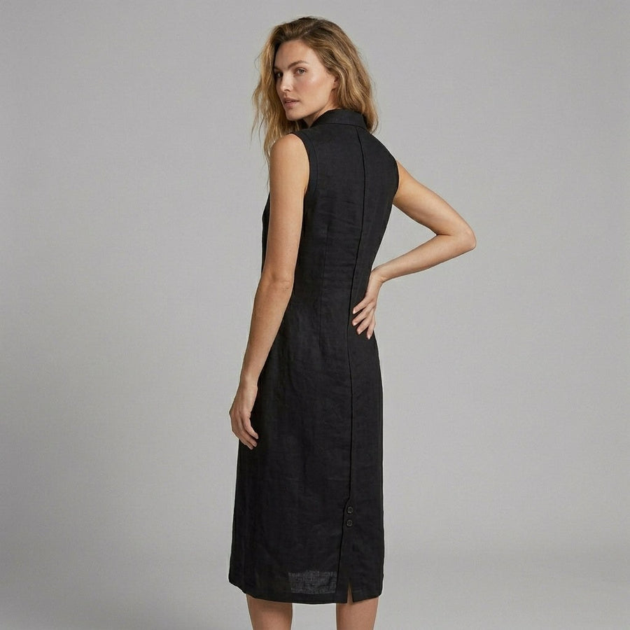 Margot Asymmetric Button Maxi Dress in Noir