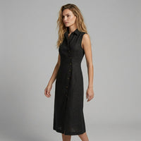 Margot Asymmetric Button Maxi Dress in Noir