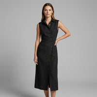Margot Asymmetric Button Maxi Dress in Noir