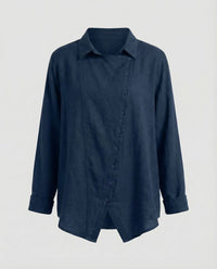 Margot Blouse with Button Front in Blue