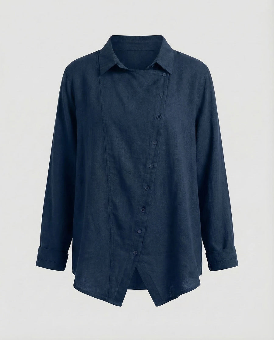Margot Blouse with Button Front in Blue