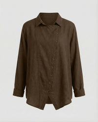 Margot Blouse with Button Front in Brown