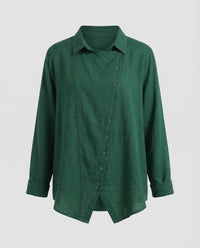 Margot Blouse with Button Front in Green