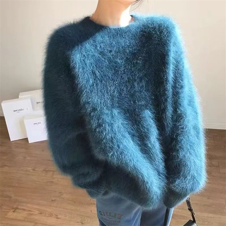 Margot Casual Sweater with Crew Neck and Oversized in Ocean Blue