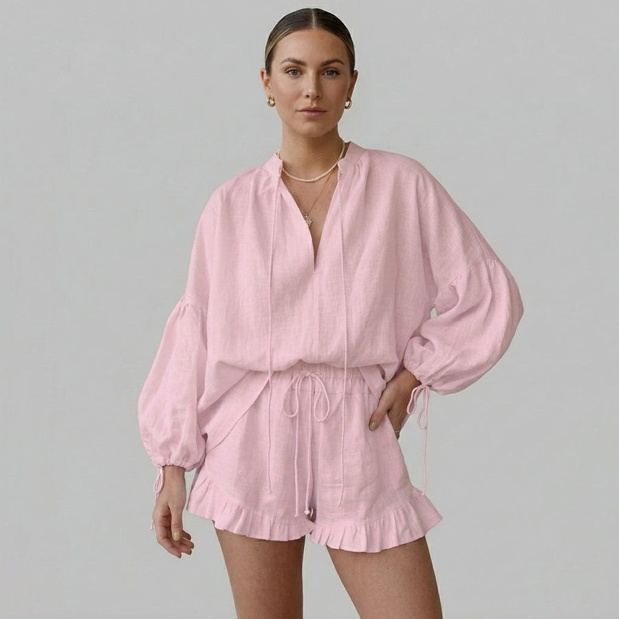 Margot Ruffle Two-Piece Set in Blush