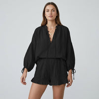 Margot Ruffle Two-Piece Set in Onyx