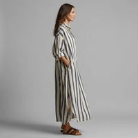 Margot Striped Shirt Maxi Dress in Charcoal