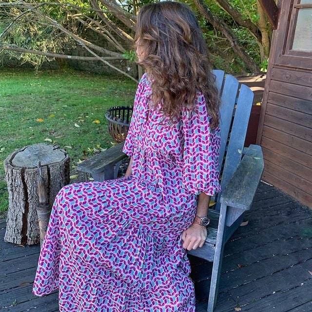 Margot Women's V-Neck Puff Sleeve Boho Floral Maxi Dress
