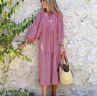 Margot Women's V-Neck Puff Sleeve Boho Floral Maxi Dress