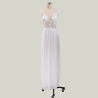 Mariana Lace Dress with V-Neck and Side Split in White