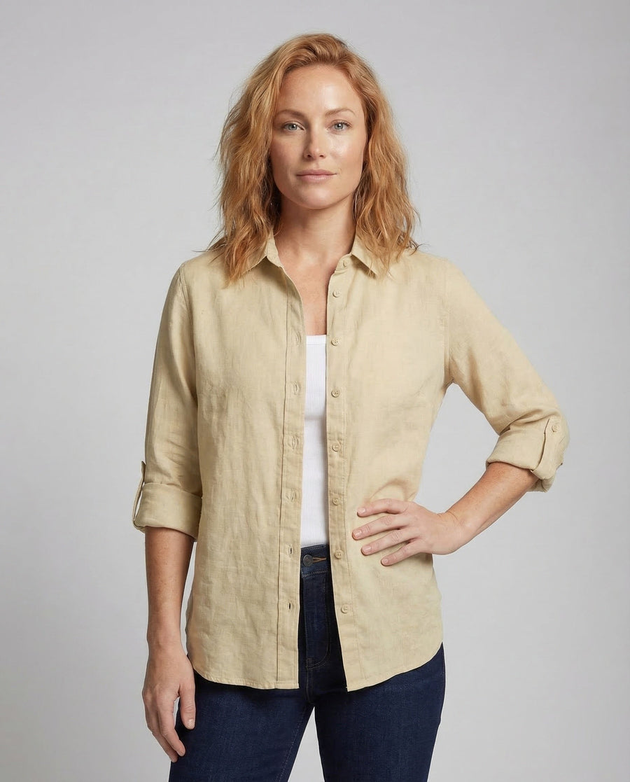 Mariana Lightweight Linen Blouse with V-Neck