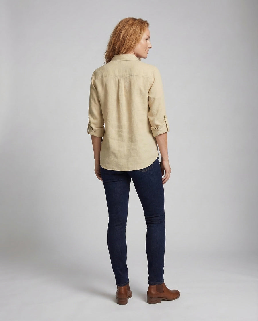 Mariana Lightweight Linen Blouse with V-Neck