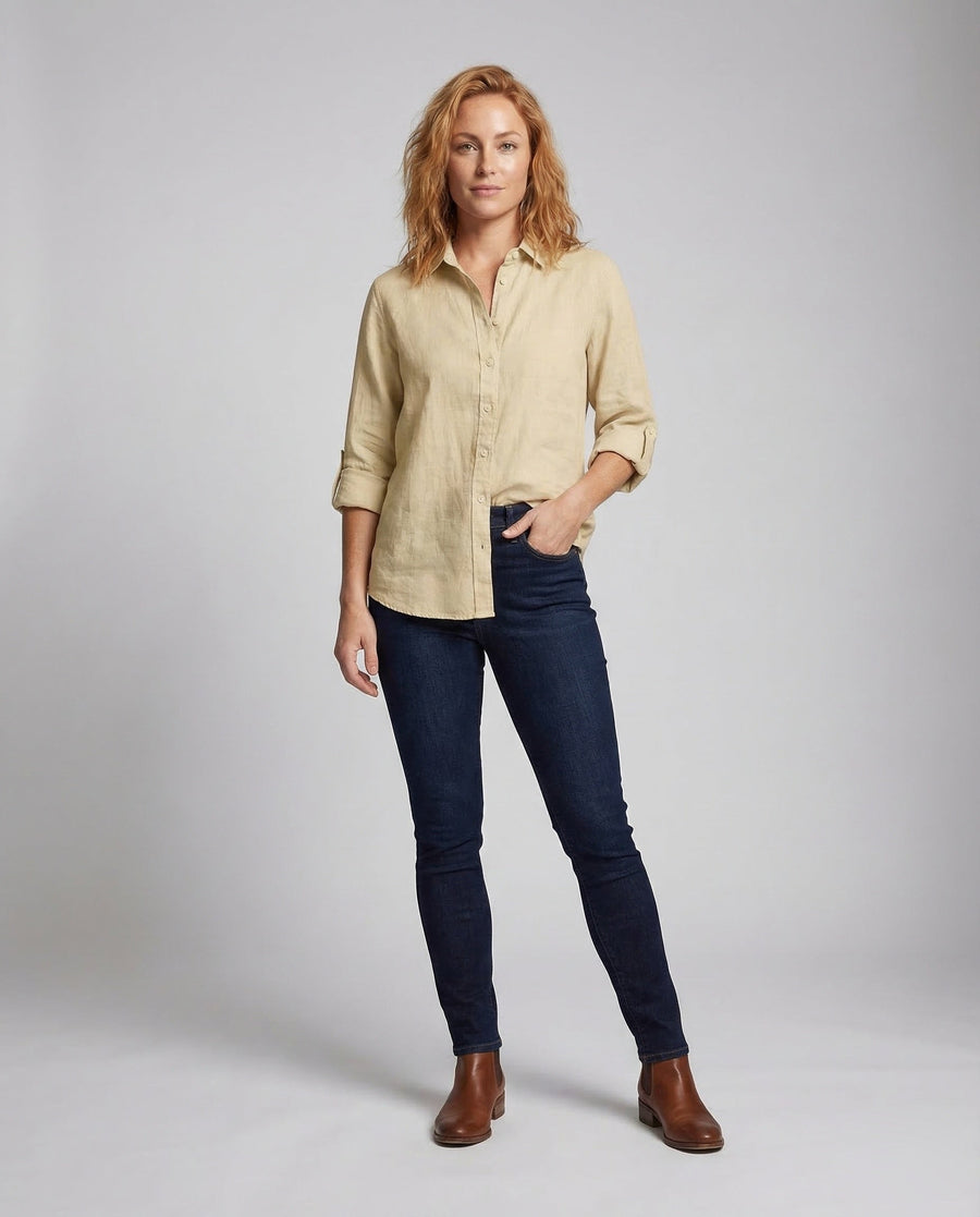 Mariana Lightweight Linen Blouse with V-Neck