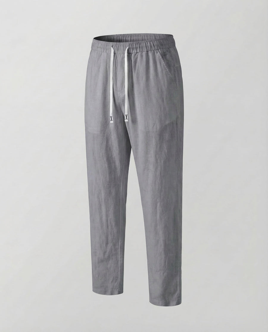 Mariana Linen Joggers in Grey