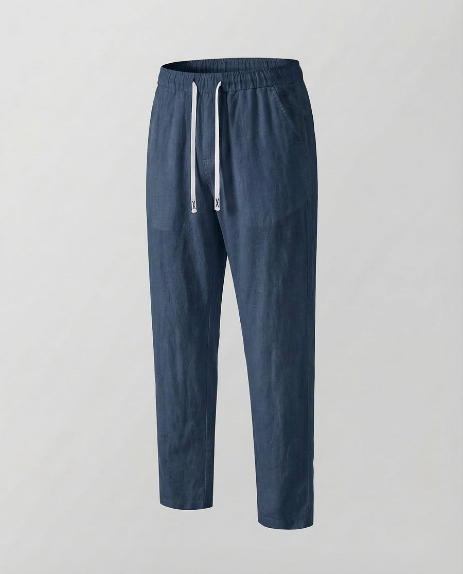 Mariana Linen Joggers in Navy