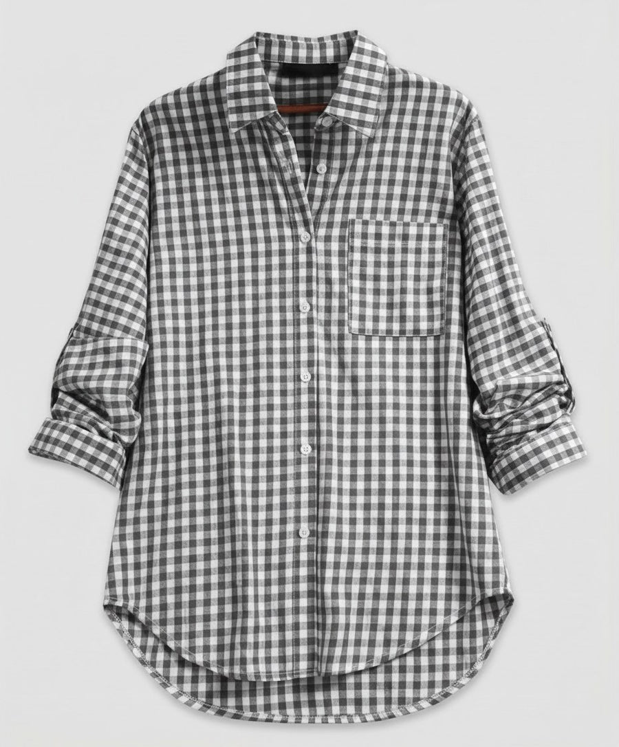 Mariana Shirt with Checked and Oversized in Grey