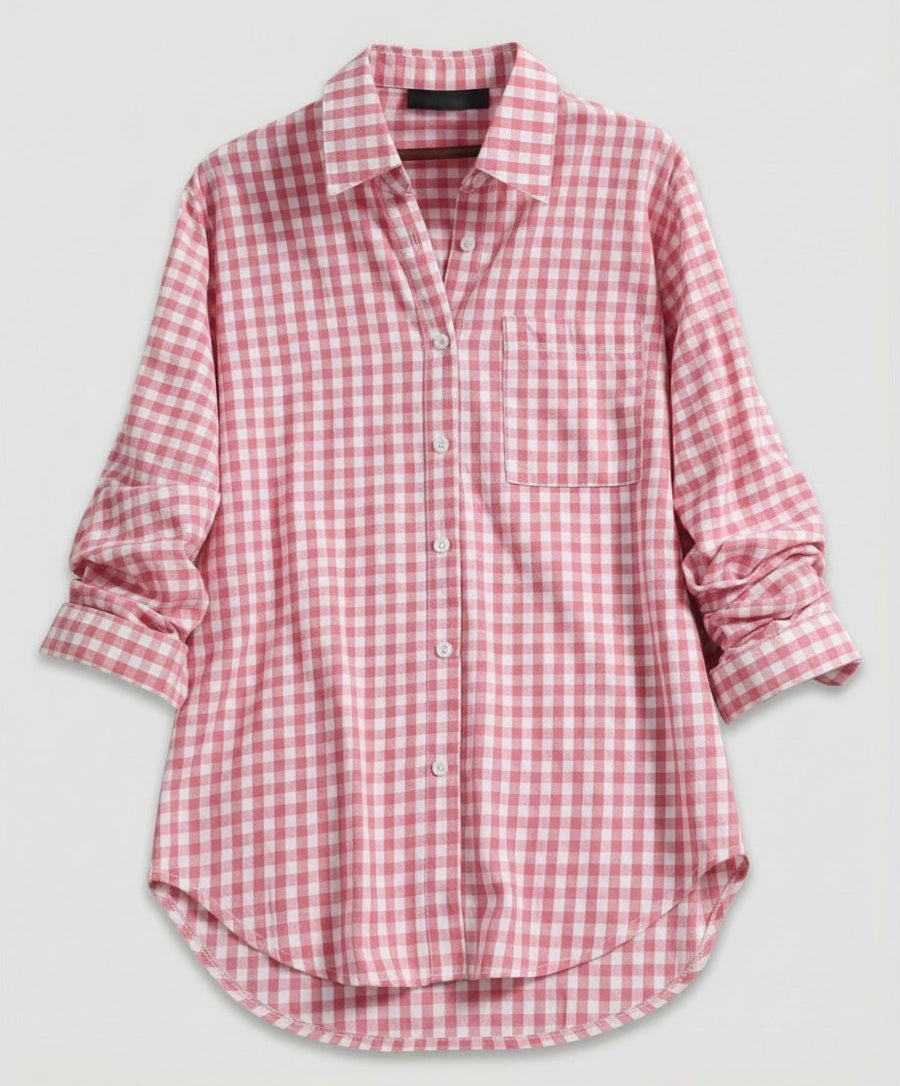 Mariana Shirt with Checked and Oversized in Pink