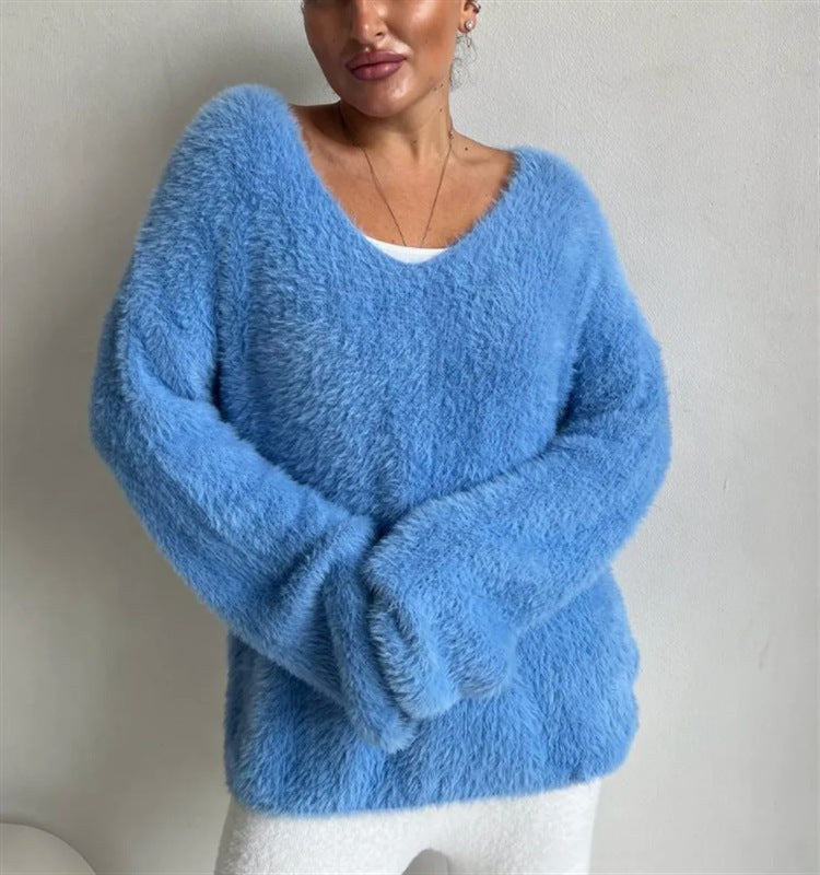 Mariana Sweater with V-Neck in Blue